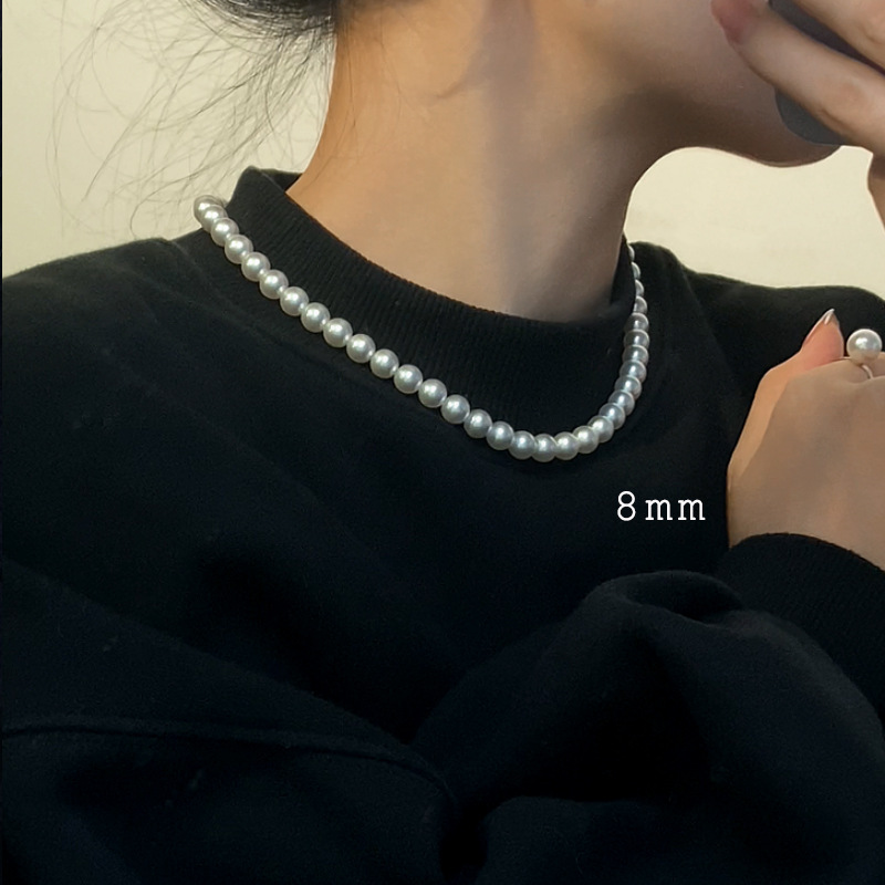 Classic White Pearl Necklace with Sterling Silver Clasp